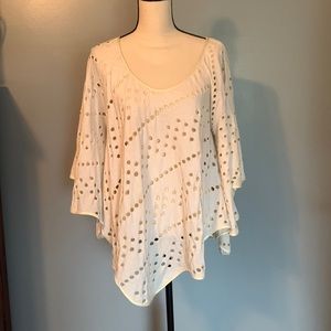 Free People Off-White Split Sleeve Poncho
